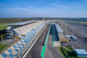 Aerial view of the DEKRA Lausitzring circuit, venue for the Blade Night skating series