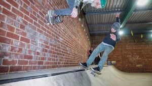 Skateboarder riding at a Scottish skatepark in an official Skateboard Scotland image