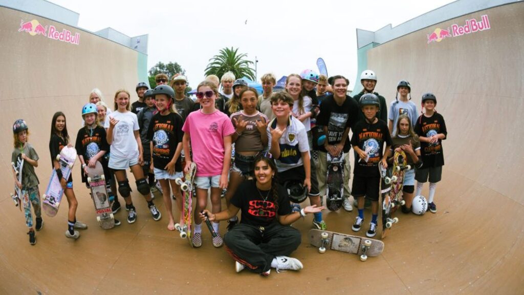 Skateboarder competing at a Skateboarding New Zealand national championship event