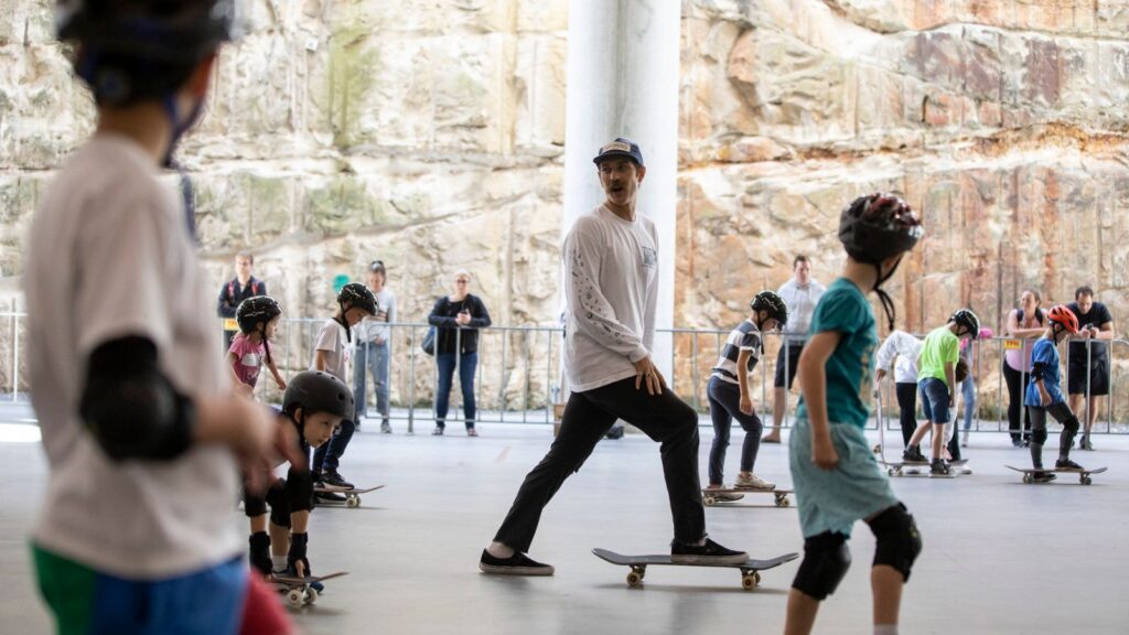 Skateboarder at a Totem Skateboarding community event in Australia